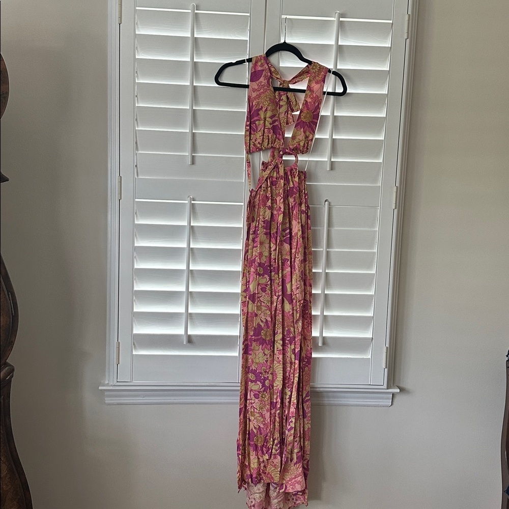 Floral Pink Backless Dress